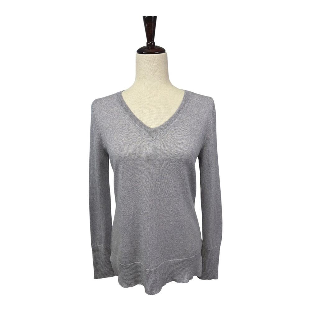 Fenn Wright Manson Gray Merino Wool Long Sleeve V-neck Sweater Size Large